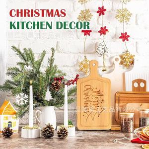 Planche à fromage en bois avec poignée, design Joyeux Noël, plateau de service en bambou pour la présentation des aliments lors de fêtes - Product Image 2