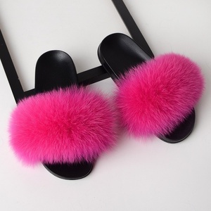 Sandales d'extérieur en fourrure pour femmes, automne, fausse fourrure de renard, semelle intérieure en PVC, chaussures confortables - Product Image 1
