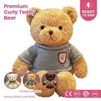Boneka Beruang Teddy Keriting Lembut 30cm Mainan Hewan Isi Lembut Siap Kirim Hadiah Valentine Pabrik OEM MOQ Rendah CE