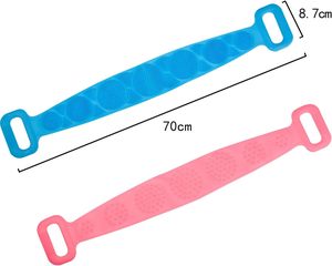 Brosse de douche double face en silicone, écologique, sans BPA, imperméable, durable, pour le dos et le corps, avec ceinture, serviette de bain - Product Image 2