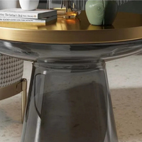 Nordique De Luxe Moderne Salontafel Couchtisch Marbre Top End Coffes Table Ensemble Canapé Côté Ronde En Verre Table Basse