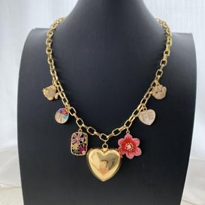 LS-C5271 שרשרת קסמיה מפוארת שרשרת פרח לב צלב שכבה כפולה מתנה קריסטל מים מתוקים - Product Image 5