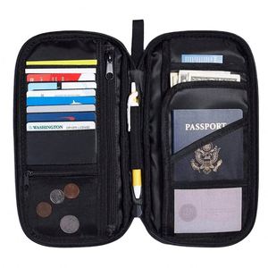 BSCI Factory Portable Money Organizer Cash Budget <b>Wallet</b> RFID Blocking <b>Travel</b> Nylon <b>Family</b> Passport Holder - Product Image 1