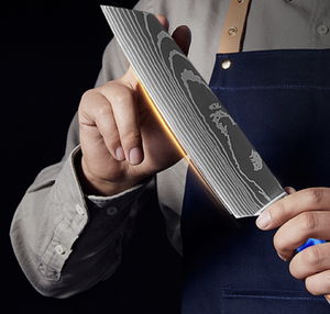 Couteau de <span class=keywords><strong>chef</strong></span> forgé damas laser en acier inoxydable de haute qualité couteau de cuisine santoku-paudin <span class=keywords><strong>pro</strong></span> couteau de cuisine 8 pouces <span class=keywords><strong>chef</strong></span> - Product Image 2