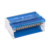 Boîtier de jonction sur rail DIN UK215, 2 rangées, 15 trous, 125A, 500V, bornier en cuivre, coque ignifuge PA, connecteur de distribution