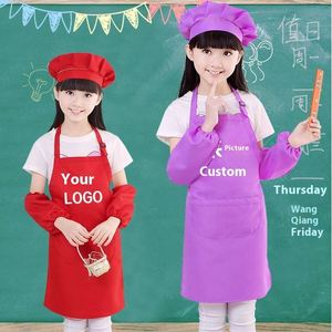 Mi Bo - Delantal Infantil Personalizable de Algodón Ecológico sin Mangas con 2 Bolsillos, Impresión de Logotipo Adhesivo, Babero para Jardín de Infancia - Product Image 2