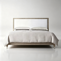 Lit Panneau Haut de Gamme Moderne Sans Sommier, Revêtement en Tissu Cuir Gaufré Anti-Taches, Cadre Solide, Écologique, pour Hôtel et Maison