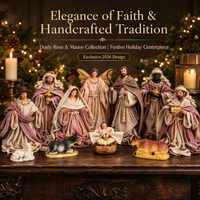 Ensemble de crèche en résine 11 pièces, figurines de Noël, statues d'anges et de Jésus, tissu véritable, 22 cm, cadeau religieux catholique, décoration de la maison, église