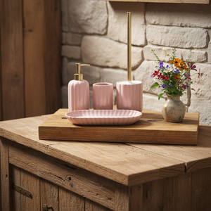 Home Decor <strong>Ceramic</strong> Bathroom <strong>Accessories</strong> Set Baby Pink Set Bathroom <strong>Accessories</strong> Use for <strong>Bath</strong> and Hotel - Product Image 1