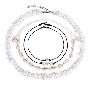 Shell <b>Necklace</b> Set With Pearl And Crushed Shell For Women Party Jewelry Fashion Accessory - Product Image 1
