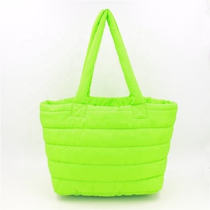 Sac à main matelassé <span class=keywords><strong>de</strong></span> grande capacité pour femmes, protection <span class=keywords><strong>de</strong></span> la chaleur, vert, fluorescente, fourre-tout, avec fermeture éclair, durable, - Product Image 1