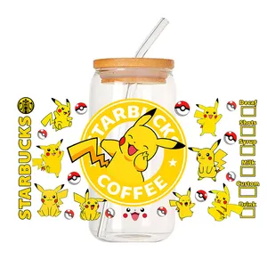 Wholesale Tumbler Transfer Waterproof UV DTF Cup Wrap Transfers for 16oz 16 oz Glass Beer Can Cup