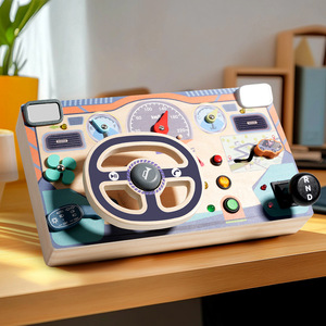 Montessori Sensorisches Lernspielzeug Holz-Lenkrad Unisex Kinder-Beschäftigungsbrett Spielhaus zur <span class=keywords><strong>Simulation</strong></span> Echtes Fahrerlebnis - Product Image 2