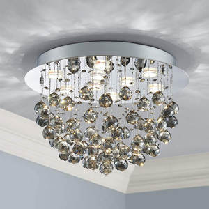Zèle Éclairage Cristal Éclairage Lustre En Acier Inoxydable K9 Boule De Cristal Plafonniers Ronds Chambre - Product Image 4