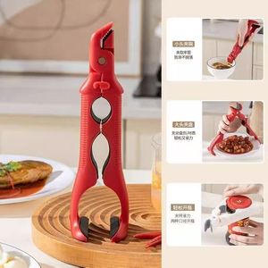 Este utensilio de cocina 3 en 1 incluye pinzas para tazones antideslizantes, anti-quemaduras y con aislamiento térmico, pinzas para alimentos y bandeja/vaporera. - Product Image 1