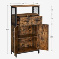 Buffet de cuisine moderne en bois avec deux portes et tiroirs, meuble de rangement haut pour salle à manger