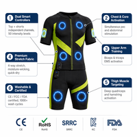 Combinaison de stimulation musculaire EMS sans fil avancée avec 14 électrodes sèches, pulsations multicanal, équipement d'entraînement haute performance pour femmes