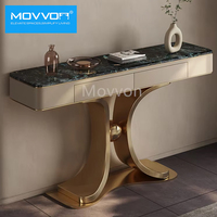 Meubles de maison salon table de couloir à armature en acier inoxydable dorée de luxe table console moderne en marbre