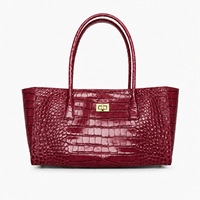 Nouveau sac fourre-tout en PU à motif crocodile, grande capacité, doublure en polyester, sac à main de style mallette 2026 pour trajets quotidiens, porté épaule/bandoulière