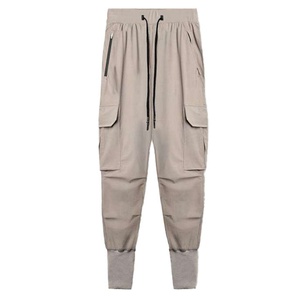 Custom Logo Sportswear Track <b>Trousers</b> with <b>Drawstring</b> Pockets Mid Waist Joggers for Men-Casual Cargo Pants with Logo Printing - Product Image 6