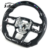 Volant personnalisé en fibre de carbone forgée argentée avec LED pour Ford Mustang 2024+
