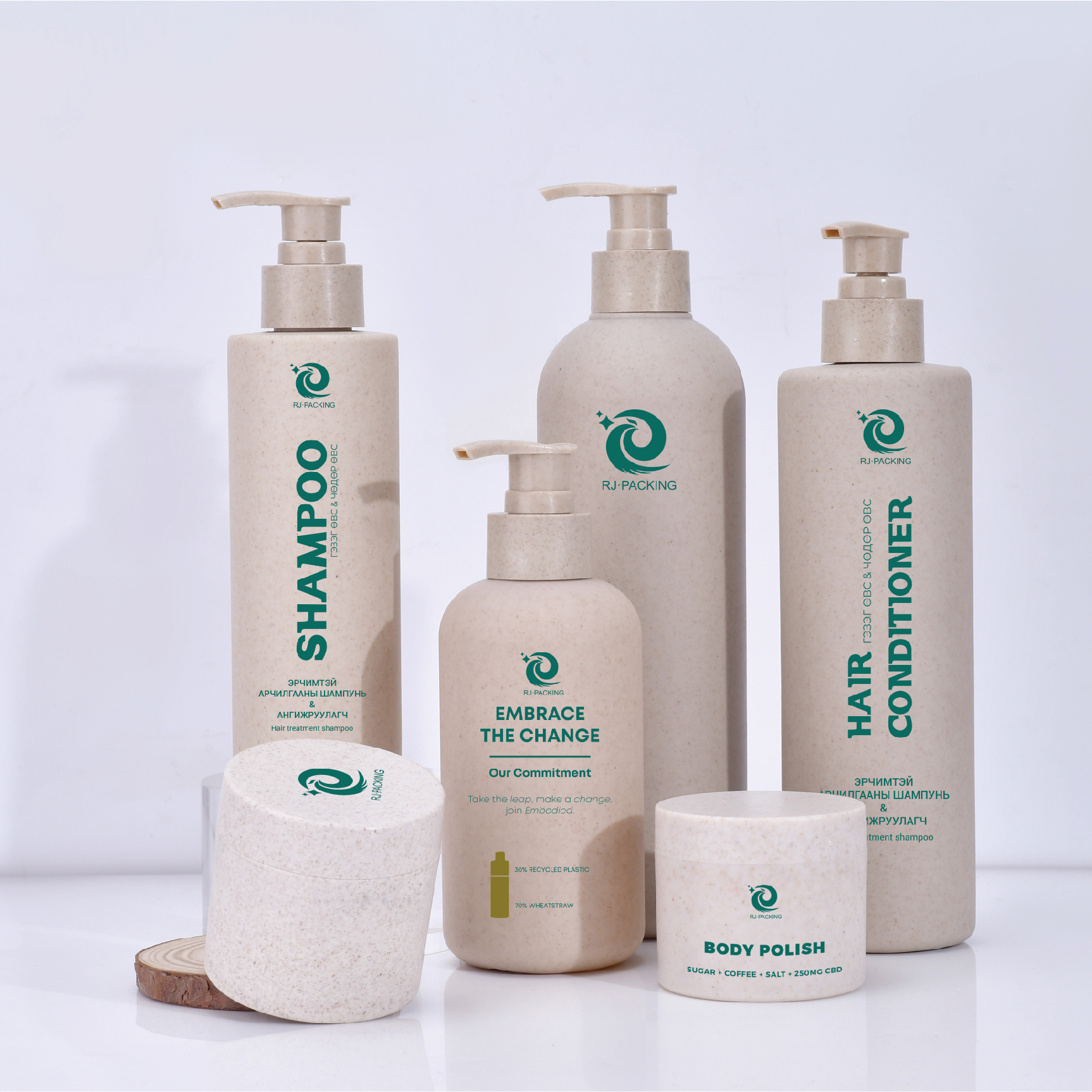 Bouteille en plastique de paille biodégradable recyclable personnalisée 30ml 100ml 150ml 250ml 500ml avec distributeur de pompe de lotion de paille