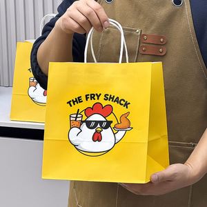 Bolsas de Papel Kraft Desechables, Reciclables, Biodegradables y Ecológicas con Logotipo Impreso Personalizado para Empacar Comida, Pollo Frito y Comida para Llevar - Product Image 3