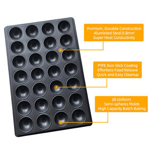 Plaque de cuisson industrielle en acier aluminisé, 60 moules demi-sphériques individuels pour friandises sphériques - Product Image 2