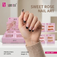 Sweet Rose 12 Cajas de Uñas Postizas con Degradado de Diamantes de Imitación, Largas, Forma Ataúd, Pre-diseñadas, Set de Exhibición de Puntas de Uñas para Maquillaje Diario de Mujeres