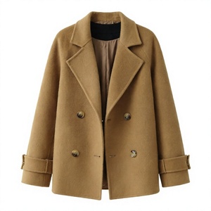 Cardigan court en laine et viscose pour femme, double boutonnage, coupe ample, couleur unie, vêtement d'extérieur d'hiver - Product Image 3