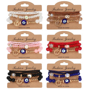 Pulseras de cuentas de bisutería con dije de ancla y cuentas de ojo turco para mujer, hechas en China - Product Image 1