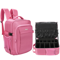 Tas Ransel Kosmetik Relavel New Travel Train Case, Set Perlengkapan Makeup Artist, Organizer Kosmetik Ekstra Besar, Warna Pink Mawar untuk Wanita