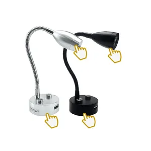 Faretto a collo lungo con controllo tattile con porta caricatore USB lampada da lettura per montaggio a parete 12V 24V LED Light