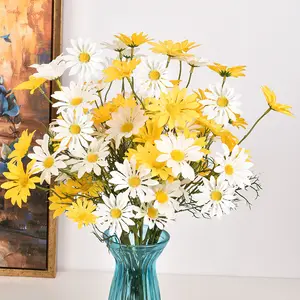 Ramo de simulación de margaritas pequeñas, flor Artificial de crisantemo para boda, hogar, nuevo