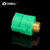 Raccord mâle PPR 20mm 25mm 32mm 1/2 3/4 1 pouce BSP PN25 avec insert en laiton, adaptateur hexagonal pour tuyau d'eau OEM ODM