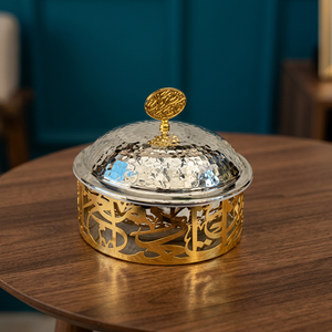 Round Metal Casserole Dish with Glass-Embedded Stainless Steel <b>Lid</b> Polished Gold Design Modern Luxury Durable - Product Image 2