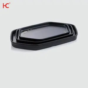 Customized Japan Sushi Plate Black Plate P014 Fast Food Restaurant Super Cookware Melamine Tray and Plastic Plates Factory Made