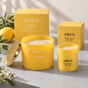เทียนหอมกลิ่นเลมอนและน้ำผึ้งสำหรับตกแต่งบ้านและร้านค้า ยี่ห้อ Aikun Bulk Supply คุณภาพผ่านการตรวจสอบอย่างเข้มงวด พร้อมฉลากสั่งทำพิเศษ - Product Image 2