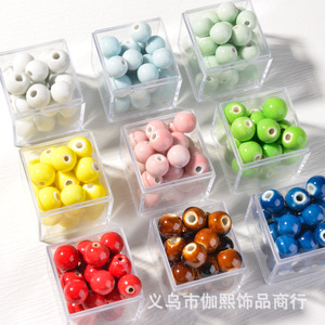 Jingdezhen Ceramic Round Beads 10mm Solid Color Loose Beads For Bracelet Making DIY Jewelry Accessories - Product Image 4