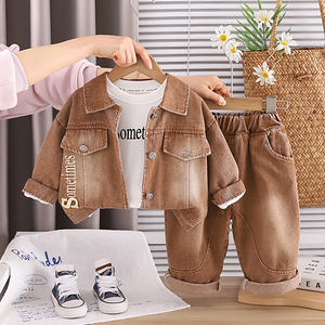 Nouvel ensemble décontracté 3 pièces en coton pour garçons de 1 à 5 ans, motif dessin animé, veste + t-shirt intérieur + pantalon, collection printemps-automne - Product Image 3