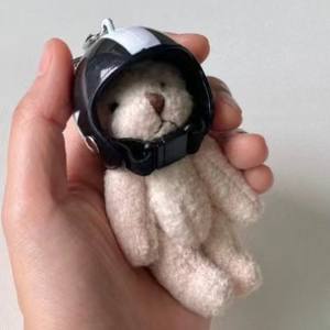 Porte-clés poupée ours casque de <span class=keywords><strong>moto</strong></span> Porte-clés ours peluche mobile Porte-clés sac à breloques Porte-clés ours pendentif - Product Image 4