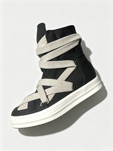 Pentagram High Top <b>Canvas</b> Sneakers With Buckle Strap <b>Round</b> Toe Solid Color All Season Walking Shoes Cushioned EVA Midsole Rub - Product Image 1
