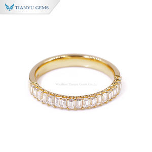 14 Karat 18 Karat Gold Smaragds chliff Verlobung sring Diamant Ewigkeit Moissan ite <span class=keywords><strong>Ring</strong></span> Band für Frauen Hochzeit Design Feiner Schmuck - Product Image 1