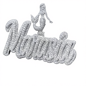 Colgante de Plata de Ley 925 con Baño de Rodio y Moissanita, Personalizado con Nombre, Diseño de Mariposa, Fuente Cursiva, Estilo Hip Hop - Product Image 4