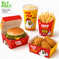 Ensemble d'emballages alimentaires personnalisés de qualité alimentaire pour les ailes de poulet, les hamburgers, les frites, le pop-corn, les gobelets à boisson et les boîtes à emporter portables