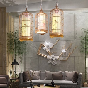 Chinese Style Birdcage Pendant Light Led Long Single Head Home <b>Decor</b> <b>Lighting</b> For Living Room Dining Teahouse Study - Product Image 5