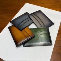 Dompet Kartu Premium Vintage Tanpa Penutup, Bahan Gabus Impor Kelas A, Hasil Poles Tangan, untuk Pria dan Wanita