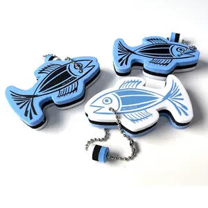 Çin GOODA fabrika yapmak açık mavi renk balık şekli özel eva anahtarlıklar sevimli anahtarlık logo ile OEM tasarım serigraf baskı