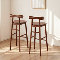 Tabouret de bar en bois massif avec dossier, chaise haute pour la maison, l'îlot de cuisine, le comptoir de réception