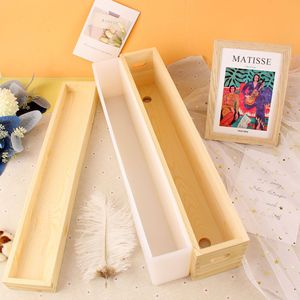 INTODIY Boîte en bois rectangulaire avec couvercle, Moule Tusi, Moule à savon anti-gonflement, Moule en silicone pour savon artisanal à froid - Product Image 1